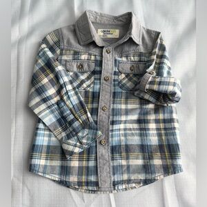 OshKosh Genuine Kids Boys’ Blue Gray Plaid Shirt